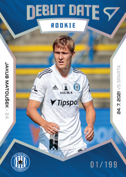 Jakub Matousek Sigma Olomouc SportZoo FORTUNA:LIGA 2021/22 1. serie Debut Date Rookie /199 #DR08